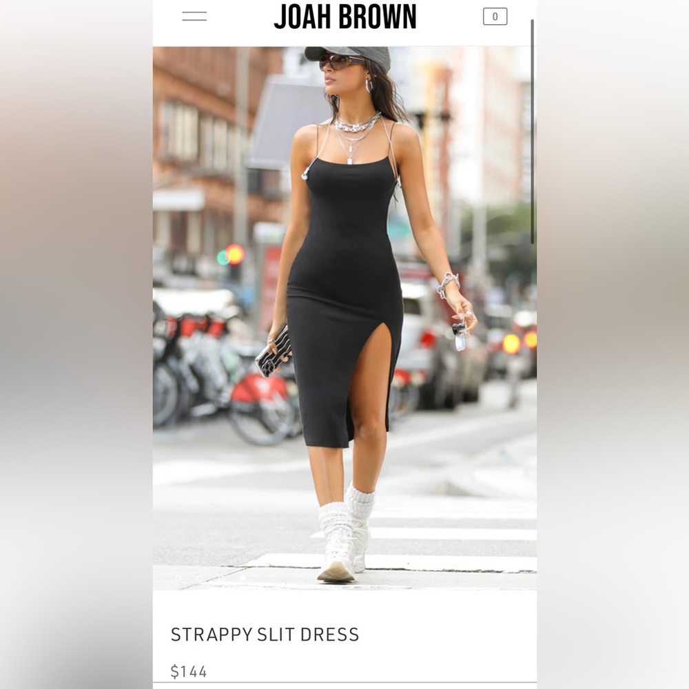 NWT Joah Brown Strappy Slit Dress - Black